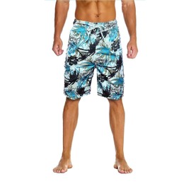 Royal Wear Men's Beach Board Shorts, Swim Trunks, Quick Dry Swimwear, Bathing Suits with Side Pockets. (XL, Turquoise)
