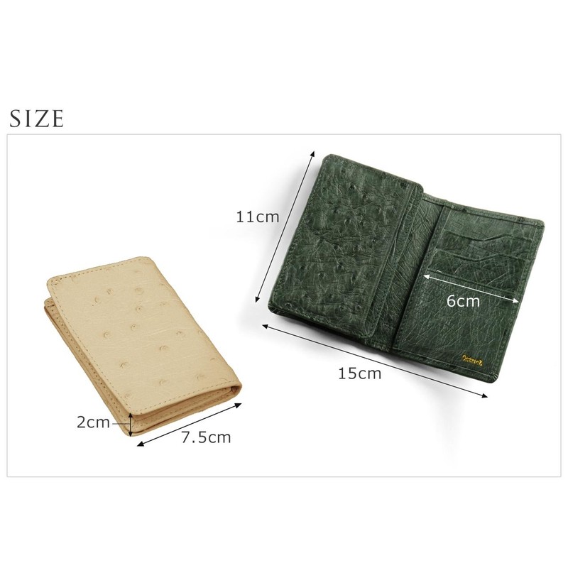 Sankyo Shokai Ostrich Leather Business Card Holder, Full Point Card