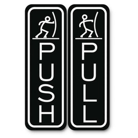 All Quality Classic Fun Push Pull Door Signs - Durable Material | Set of Two Signs | Door Entrance Signs (Black) - Large 1 Pack