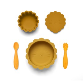 SILI FACTORY Silicone Suction Baby Bowl and Spoon Set, Toddler Snack Containers with Lid, Infant Spoons First Stage for baby 6 Months Self Feeding & Led Weaning, Baby Utensils 6-12 Months