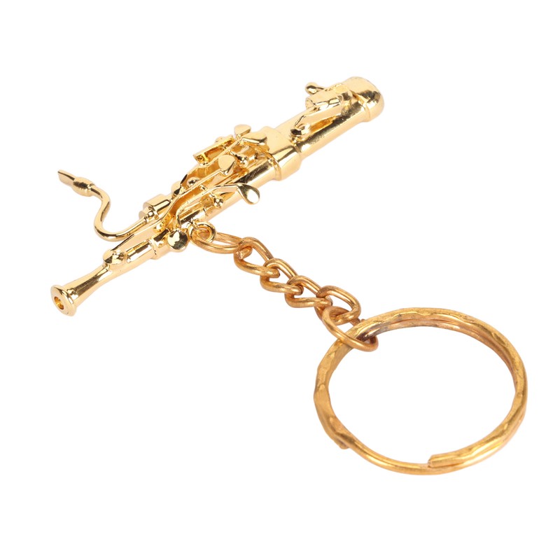 Mini Bassoon Shape Key Chain Adorable Brass Key Ring Pendant