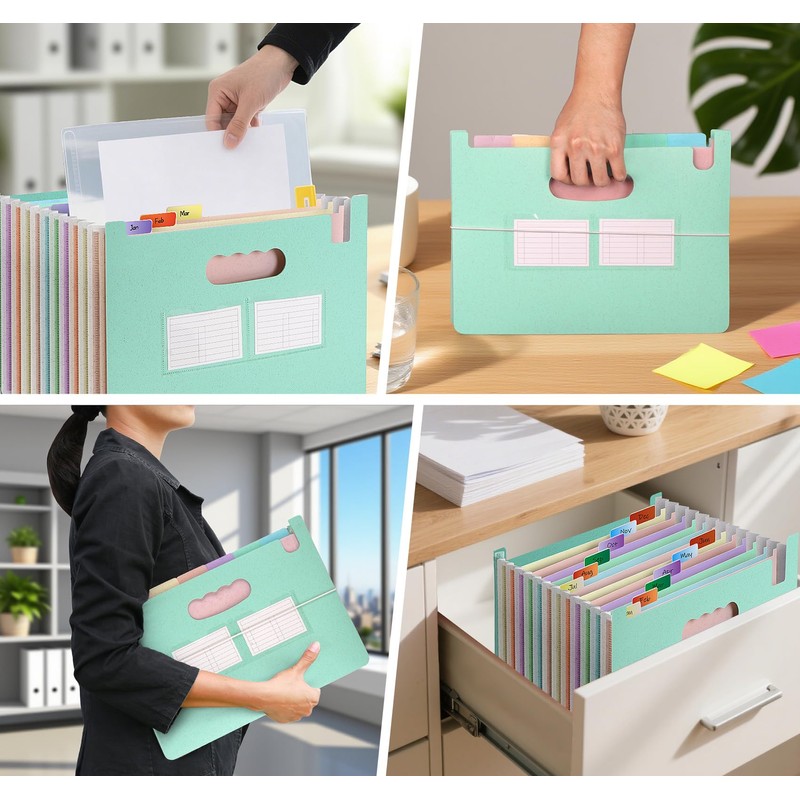 NOTEZMATE Expanding File A4 Wheat Straw with 13 Compartments, Upright