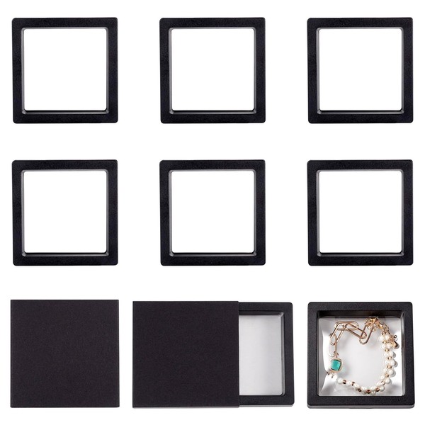 Cheriswelry 6 Pcs 3D Floating Frame Display Holder Stands Square