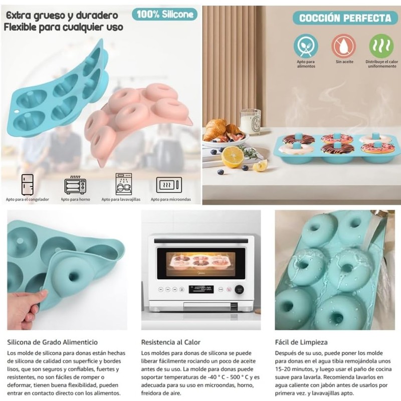 Moldes Para Donas y Rosquillas de Silicona Antiadherente - Paquete