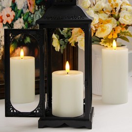 Yeelida Yeelida Flammenlose LED-Kerzen mit Wachs?l-Effekt, flackernde Fernbedienung 3er Pack Elfenbein S?ule Batteriebetriebener Timer Elektrische Kerzen aus echtem Wachs (7.5x10,12.5,15cm)