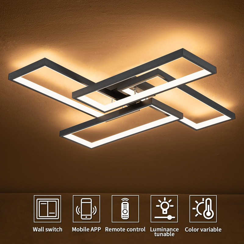 Shine LUEST Modern LED Ceiling Lights for Bedroom 26" Dimmable