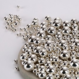 1000PCS Assorted Pearls Beads, No Holes, 3-10mm Silver Round Pearls for Vase Fillers, DIY, Table Scatter, Wedding, Birthday Party, Home Decoration