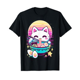 Anime Cat Eating Ramen Japanese Ramen Cat Japan T-Shirt