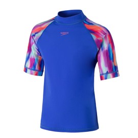Speedo Girl's Endurance + Short Sleeve Sun Top, Cobalt Pop, 11-12