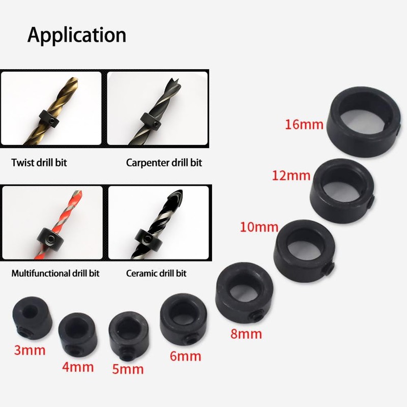 zalati Drill Stop Kit 8pcs Bit Collar Drill Depth Stopper
