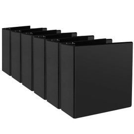 CIXILDTS 3" 3 Ring Binder, Standard 3-Inch Slant-D Ring Binder Fit Letter Size Paper, Presentation View Binders, 6 Packs, Black