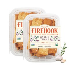 Firehook Garlic Thyme Crackers – Artisan Baked, Craveably Crunchy, Baked with Mediterranean Garlic & Thyme – Organic, Non-GMO, Kosher – 5.5 oz (2 Pack)