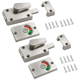 2Pcs Latch Indicating Lock,Latch Indicator Bolt,Privacy Partition Indicator Lock with Occupancy Indicator,Toilet Public Toilet Bathroom Stall Door Latch Lock (Silver,2pcs)
