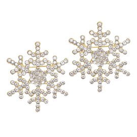 JNAWA 2Pieces Snowflake Brooch Christmas Crystal Brooch Bridal Brooch Pins Crystal Xmas Chest Pin for Xmas Gift Party Decoration(Silver)