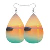 Vosach Sunrise Woman Earrings, Beach Sunset Stone Reef Sea Level Sunset Bay Lightweight Leather Dangle Teardrop Earrings Jewelry For Ladies Friends