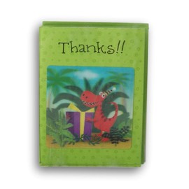 Carlton Cards Lenticular Dinosaur Thank You Cards and Matching Envelopes - 8 Count, Green, Small