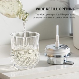 Glass Soap Dispenser Set - 2 Pack Bathroom Hand Liquid Soap Dispensers,Refillable Dish Soap Dispenser,Modern Home Soap Dispenser for Bathroom,Kitchen(Clear/Silver Liquid Pump/2Pack)