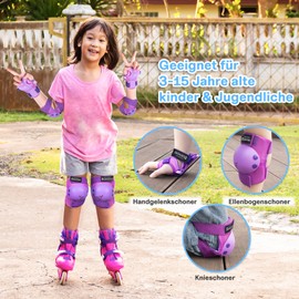 BOSONER Children's Knee Pads, 6-in-1 Protector Set for Children and Teenagers with Wrist Guards, Knee, Elbow Pads, Adjustable Inline Skate Protector Set for Skateboard, Scooter, Skating, BMX