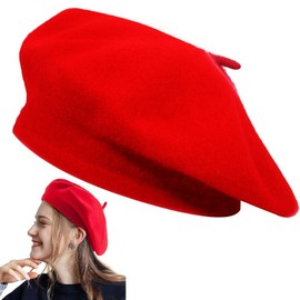 AHEJIOO Barrett Women's French Wool Basque Hat Classic Beret Style Red, 1