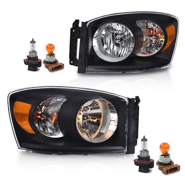 PIT66 Headlights w/Bulbs Left and Right Side Compatible with Dodge