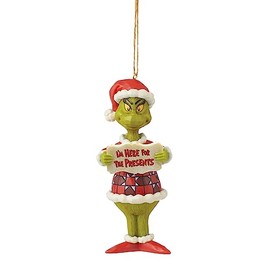 Enesco Jim Shore Dr. Seuss The Grinch I'm Here for The Presents Hanging Ornament, 5 Inch, Multicolor