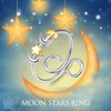 Moonstone/Heart/moon and star Ring925 Sterling Sliver Open Adjustable Beads Rotate