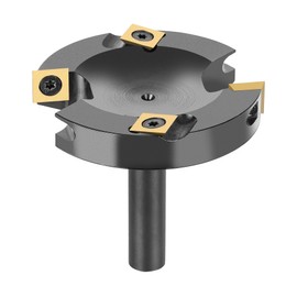 SpeTool Face Milling Cutter 12 mm Shank 75 mm Cutting Diameter Surface Milling Cutter with ATS Coating Planer Cutter for Wood Face Milling Cutter for Router with Reversible Plates 2 + 2 Flutes Flat