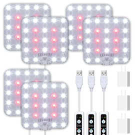 DOMMIA Plant Lamp, Pack of 3 Dimmable Plant Lamps, LED Full Spectrum with Optical Lens, Sun-Like Under Cabinet Plant Lamps with 6/12/16 Hour Timer, USB Adapter