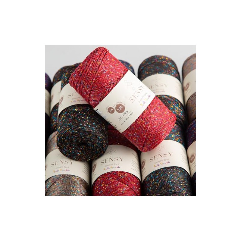 5 Skeins of Sensy Premium 2mm 251 Yards Sparkle Polyester