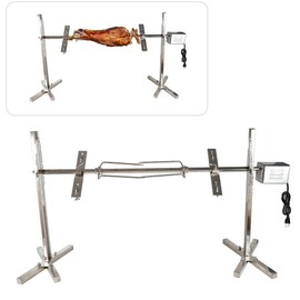 YIYIBYUS Outdoor Electric Rotisserie Grill Kit 15W Universal Automatic BBQ Rotisserie Motor 53'' Outdoor Camping Barbecue Grill for Chickens, Pig, Hog, Lamb Max Load 30kg