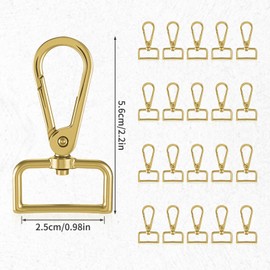 20 Pcs Metal Swivel Lobster Clasp Hooks,D Rings Purse Hardware for Bag Making,Purse Strap Hardware Push Gate Snap Hooks Trigger Clips for DIY Crafts Keychain Purse Handbag Making (Gold,1 Inch)