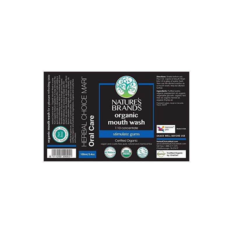 Organic Mouth Wash Concentrate by Herbal Choice Mari (3.4 Fl
