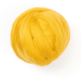 Kondoos Coloured 225 gram Natural Wool roving tops, Best Wool for Needle Felting, Wet Felting, handcrafts, Spinning and stuffing fleece. (Mustard)