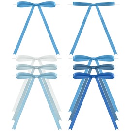 Canlierr 72 Pieces Christmas Twist Tie Bows 5 x 7 Inch Pastel Satin Ribbon Bows with Twist Tie Colored Craft Bows for Gift Wrapping Basket Wedding Birthday Party Christmas Decorations(Blue)