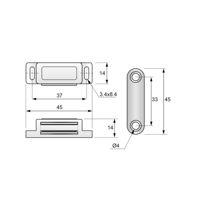 20x Magnetic Catch Door Magnet Furniture Magnet Magnetic Clasp White