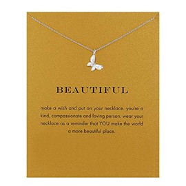 Collar de brújula de la amistad baydurcan con colgante de elefante de la buena suerte, con tarjeta de regalo