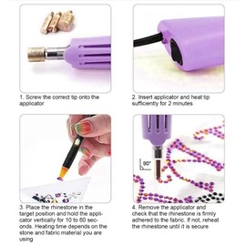 Hotfix Applicator - DIY Hot Fix Rhinestone Setter Aplicador Varita Juego de Herramientas con 7 Puntas de Diferentes Tamaños, Púrpura