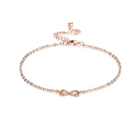Philip Jones Rose Gold Plated Infinity Anklet with Zircondia® Crystals, Crystal, Zircondia® crystal