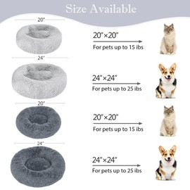 Pet Bed for Cats and Dogs, Doughnut Shape Small Dog Bed Soft Cat Sleeping Bed, Dog Round Plush Dog Bed Cat Bed, Portable Warm Soft Comfortable Dog Sofa (Diameter 50 cm, Light Grey)