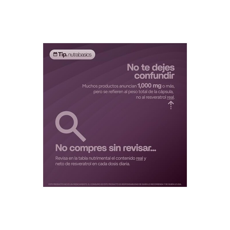 Resveratrol 400mg Puro 90 Cápsulas con Semilla de Uva Nutrabasics