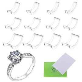 NUDFSY Ring Size Adjuster for Loose Rings, 14Pcs Invisible Ring Size Adjuster with 12 Regulators 1 Silver Wiping Cloth for Loose Rings Ring Adjuster Fit Any Rings, Assorted Sizes of Ring Sizer