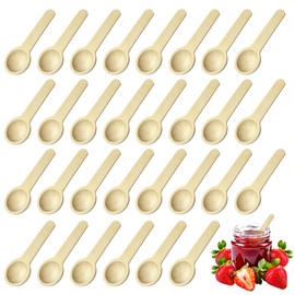 BOULESENM Pack of 30 small wooden spoons, mini wooden cooking spoons, mini spoons, spice spoons, ice cream spoons wood with short handle, wooden cooking spoon, small spoon for spices, honey, coffee