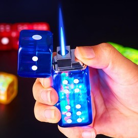 2PACK Red Blue Windproof Flame Adjustable Lighter,Cool,Jet Torch Flame Lighters,Butane Refillable Torch,BBQ Candles Camping (No Butane Fuel)