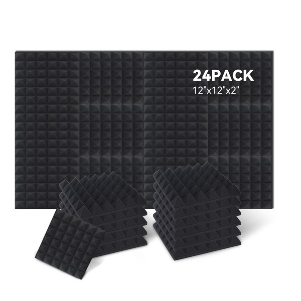 24 Pack Acoustic Panels, 2" X 12" X 12" Sound