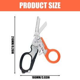 Raptor Response Emergency Scissors, Trauma Scissors, Multitool Rescue Scissors with 6 Practical Functions, Foldable Scissor Pliers, Tactical Folding Pliers for Outdoor Rescue Tools (Black Orange)