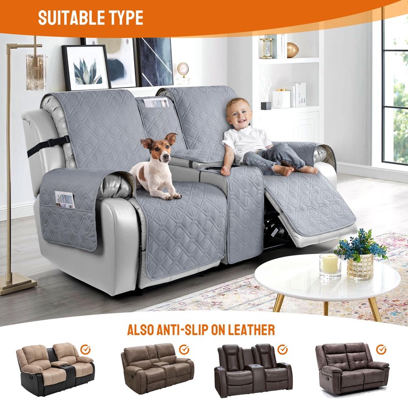 VANSOFY Loveseat Recliner Cover with Console 100% Waterproof Sofa Slipcovers