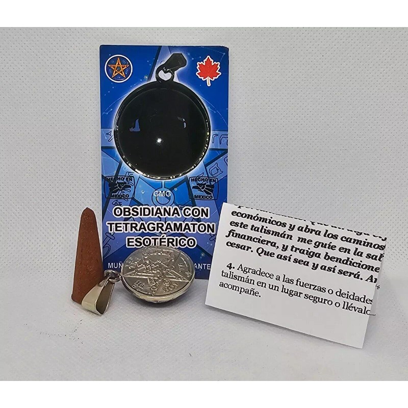 tetragramaton OBSIDIANA NEGRA Obsidian Tetragrammaton PENDIENTE PENTAGRAMA PROTECCION
