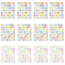 12 Sheets Multi-colored Alphabet Stickers 980 Vinyl Alphabet Stickers Boldface Cartoon Handwriting Stickers Self Adhesive Vinyl Letters Number and Alphabet Stickers Alphabet Decals for Mailbox Window