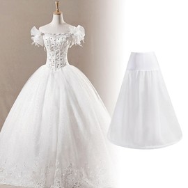 Frediuo Women Petticoat, Lightweight, Single Hoop Petticoat, for Wedding Bridal Dress White
