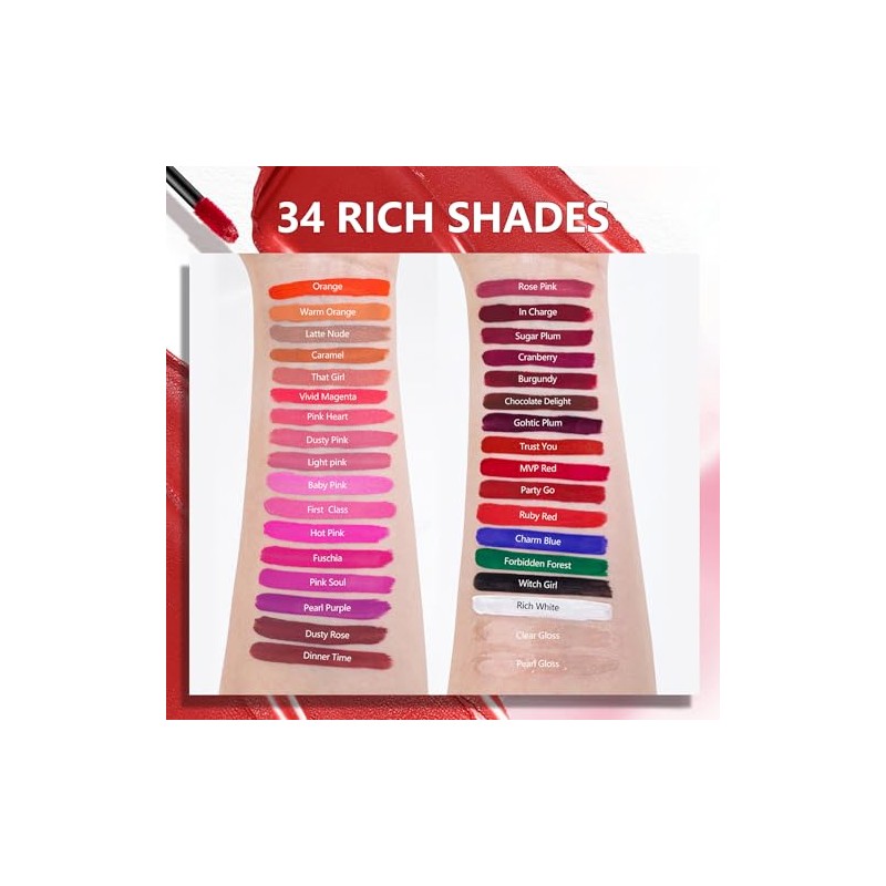 MAKI YIKA- Lápiz labial rojo para mujer, color duradero, sin